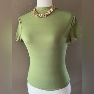 Buttery soft short sleeve double layered top in sage